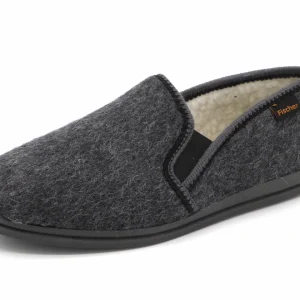 293-89-003 Heren Pantoffel-Gesloten Gevoerd Fischer 2610-82 Donkergrijs (3396)