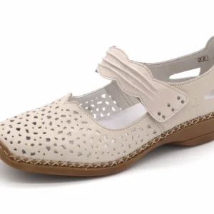 113-11-004 Dames Bandschoenen Mode Rieker 41399-60 Lichtbeige (2290)