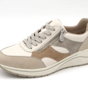 133-11-012 Dames Veterschoenen  Sneaker Rieker N9518-60 Lichtbeige Wijdte H (2984)