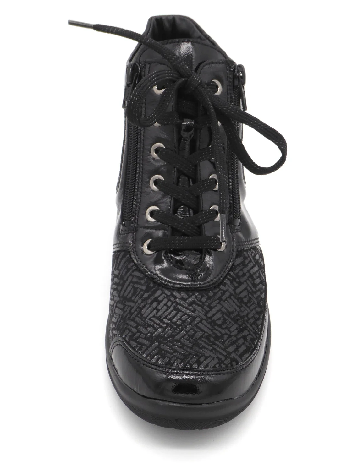 172-95-003 Dames Hoge Schoenen Boot Plat Waldlaufer OrthoTritt 312H82-319-001 Zwart Lak Wijdte H (2715) - Afbeelding 4