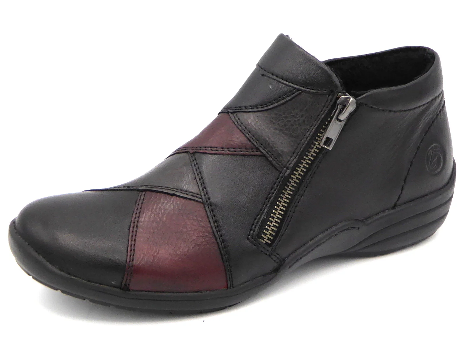 172-91-001 Dames Hoge Schoenen Boot Plat Remonte R7674-02 Zwart Combi Wijdte H (756) - Afbeelding 2