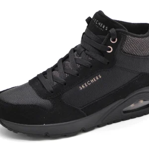 172-99-070 Dames Hoge Schoenen Boot Plat Skechers Uno Stacre Shine 177181 BBK Zwart (3434)