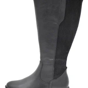 174-99-001 Dames Hoge Schoenen Laars Plat Jana 25560-001 Zwart Wijdte H (2190)