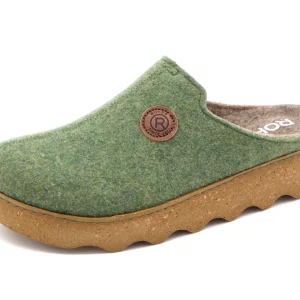 182-65-002 Dames Pantoffel-Muilen Ongevoerd Rohde 6120-62 Middengroen (2859)