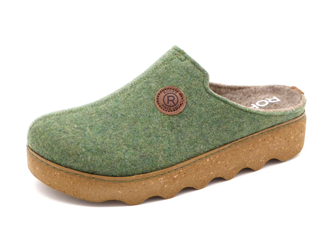 182-65-002 Dames Pantoffel-Muilen Ongevoerd Rohde 6120-62 Middengroen (2859) - Afbeelding 2