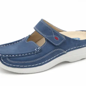 181-75-004 Dames Pantoffel-Muilen Leer Wolky Roll Slipper 0622736-804 Middenblauw  (3238)
