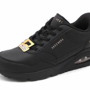 142-99-006 Dames Instappers Sportief Skechers Slip-Ins Uno Banksia Luxe 177118 BBK Zwart  (3442)