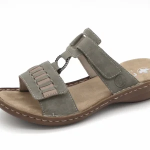 163-65-002 Dames Open Slippers Mode Rieker 60881-52 Middengroen (2977)