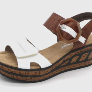 153-09-003 Dames Sandalen Mode Rieker 68176-80 Wit Combi  (2575)