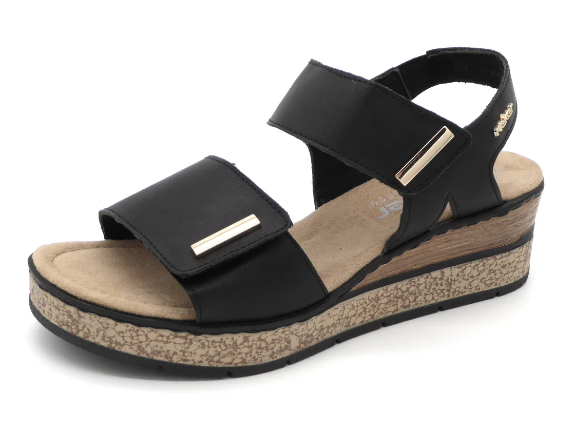 153-99-008 Dames Sandalen Mode Rieker 63781-00 Zwart (3558)