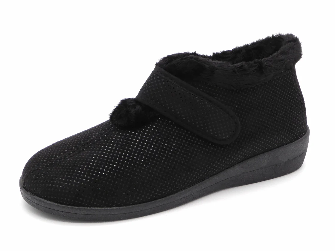192-99-017 Dames Pantoffel-Gesloten Ongevoerd Neles 37801-1 Zwart (3466)