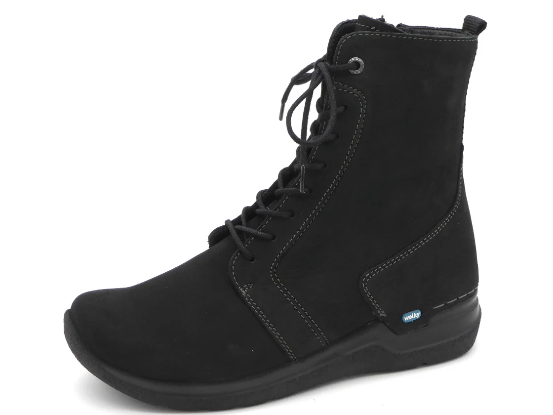 172-99-069 Dames Hoge Schoenen Boot Plat Wolky Viper HV 0663210-000 Zwart Combi (3393) - Afbeelding 2