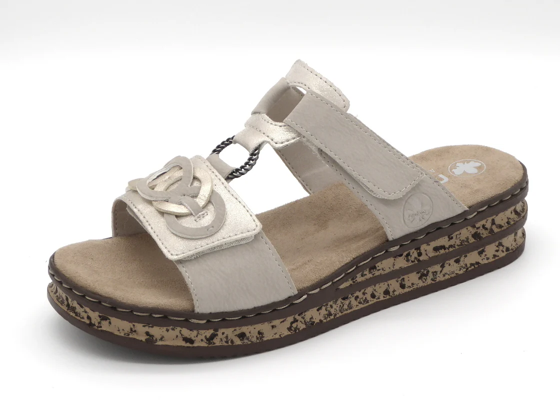 163-15-008 Dames Open Slippers Mode Rieker 62936-60 Middenbeige (3560)