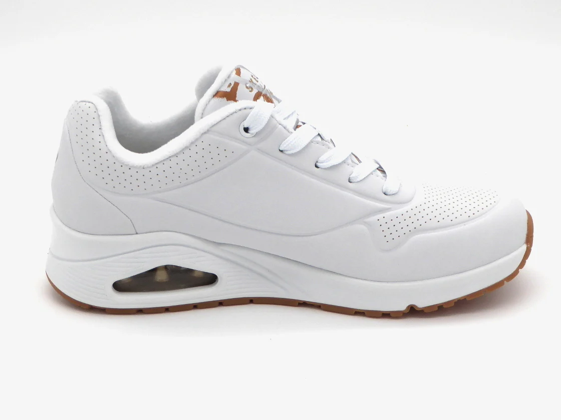 132-09-002 Dames Veterschoenen Sportief Skechers Uno Metallic Love 155523 WTGD Wit Combi (2668) - Afbeelding 3