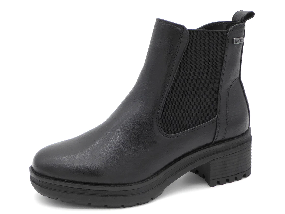 172-99-010 Dames Hoge Schoenen Boot Plat Jana 26460-022 Zwart Wijdte H (2195) - Afbeelding 2