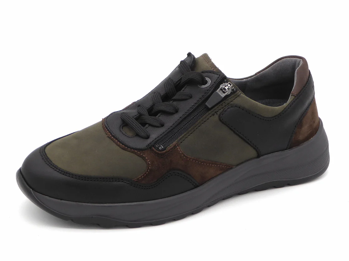 231-91-001 Heren Veterschoenen Comfort Waldlaufer 662001-411-673 Zwart Combi Wijdte K (3308) - Afbeelding 2