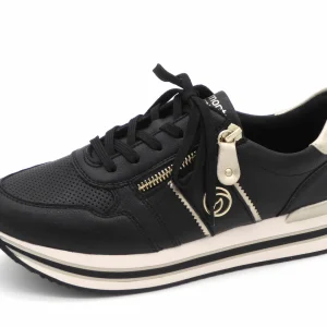 133-91-011 Dames Veterschoenen  Sneaker Remonte D1327-03 Zwart Combi Wijdte G (2961)