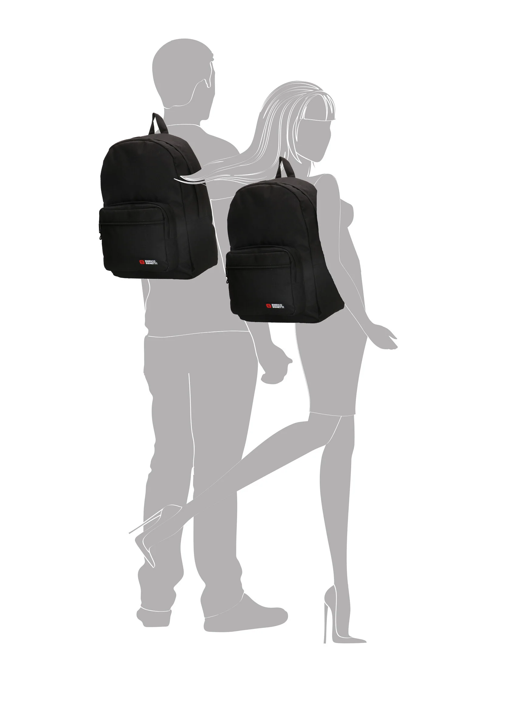 98-54669-001 Lederwaren Rugtas Middel 17 Enrico Benetti 54669-001 Zwart (1027) - Afbeelding 3