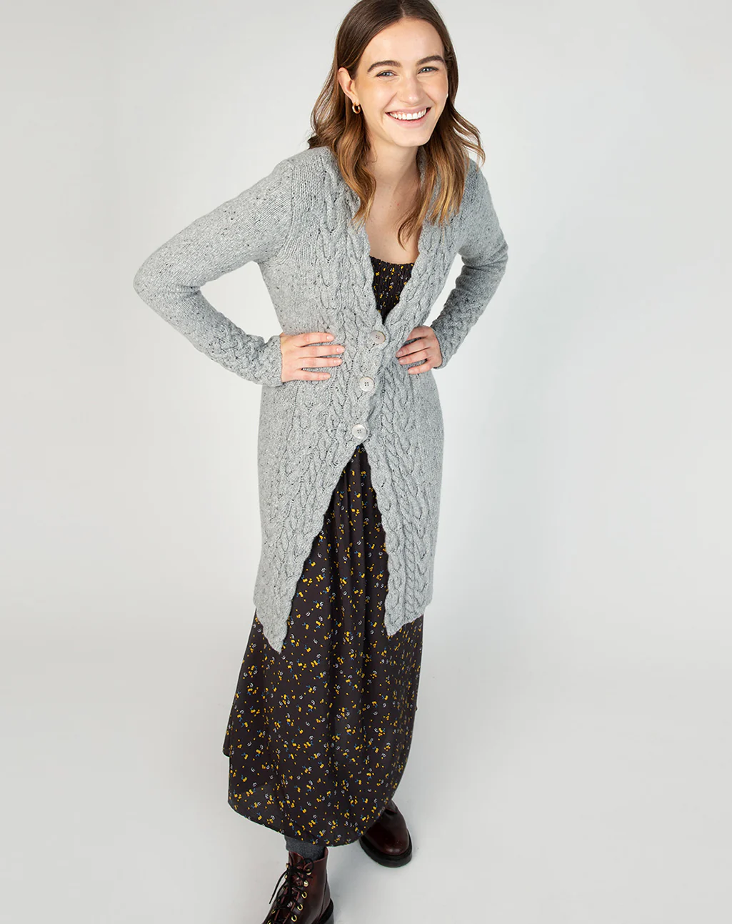 Lang Iers vest met V-Hals | Horseshoe Cable Coat - Afbeelding 2