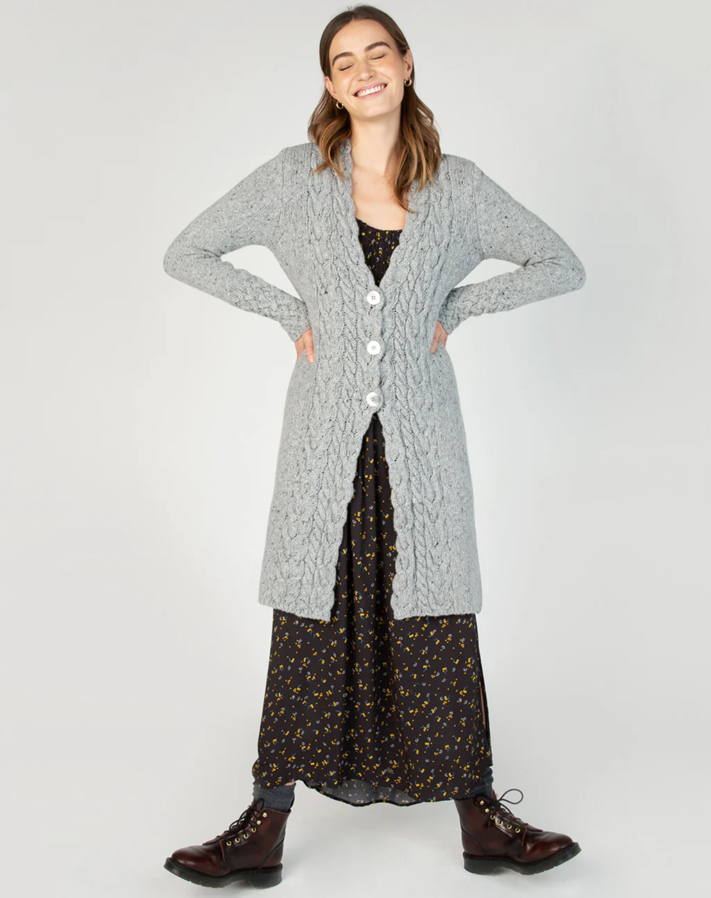 Lang Iers vest met V-Hals | Horseshoe Cable Coat - Afbeelding 4