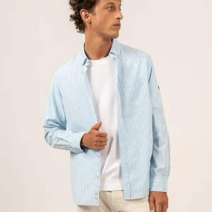 Gestreept overhemd van katoen en linnen | Mathias ML