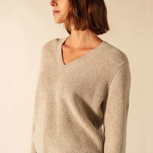 V-hals trui van wol & katoen | Lancy