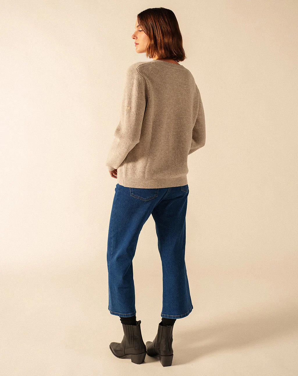 V-hals trui van wol & katoen | Lancy - Afbeelding 3