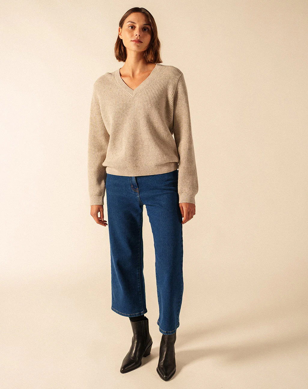 V-hals trui van wol & katoen | Lancy - Afbeelding 4