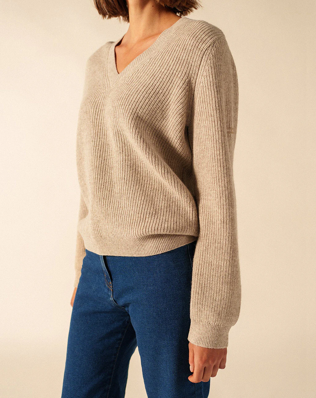 V-hals trui van wol & katoen | Lancy - Afbeelding 5