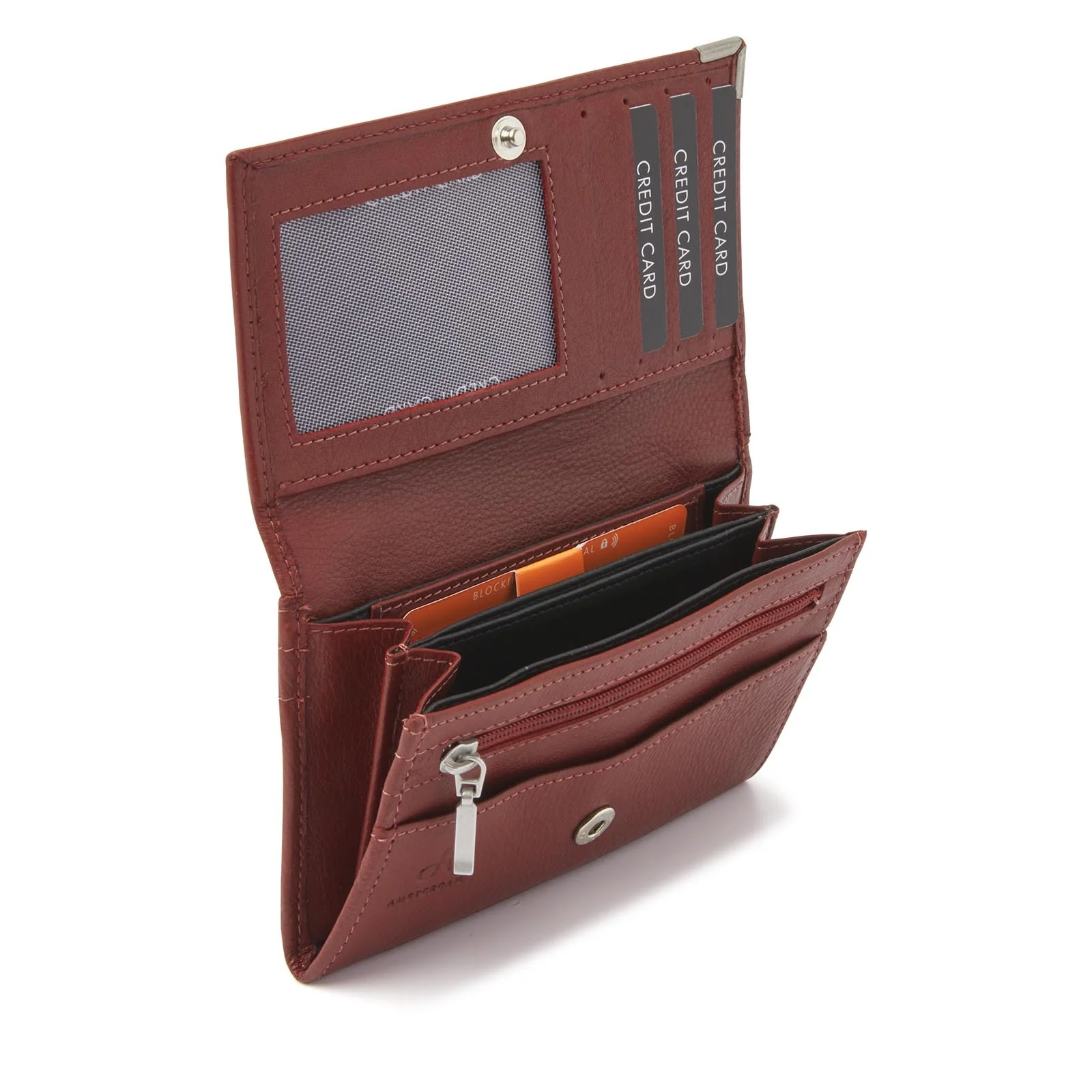 91-15158-3 Dames Dames Portemonnee Ritsvak HJ de Rooy Toronto 15158 Donkerrood (3059) - Afbeelding 2