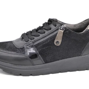 133-99-008 Dames Veterschoenen  Sneaker Jana 83709-098 Zwart Wijdte H (2164)