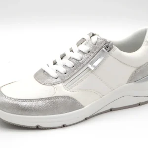 133-09-006 Dames Veterschoenen Sneaker Jana 23777-191 Wit Combi Wijdte H (2902)