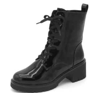 172-95-015 Dames Hoge Schoenen Boot Plat Marco Tozzi 26237-018 Zwart Lak (3375)