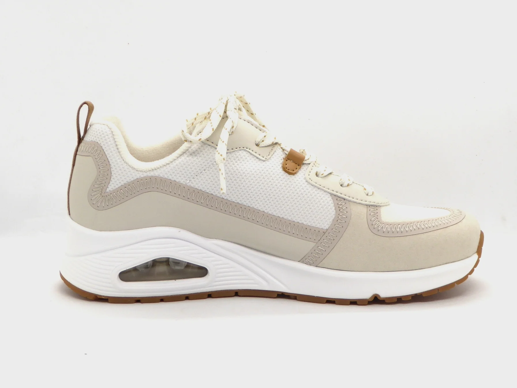 132-11-005 Dames Veterschoenen Sportief Skechers Uno Layover 155356 OFWT Lichtbeige (2389) - Afbeelding 3