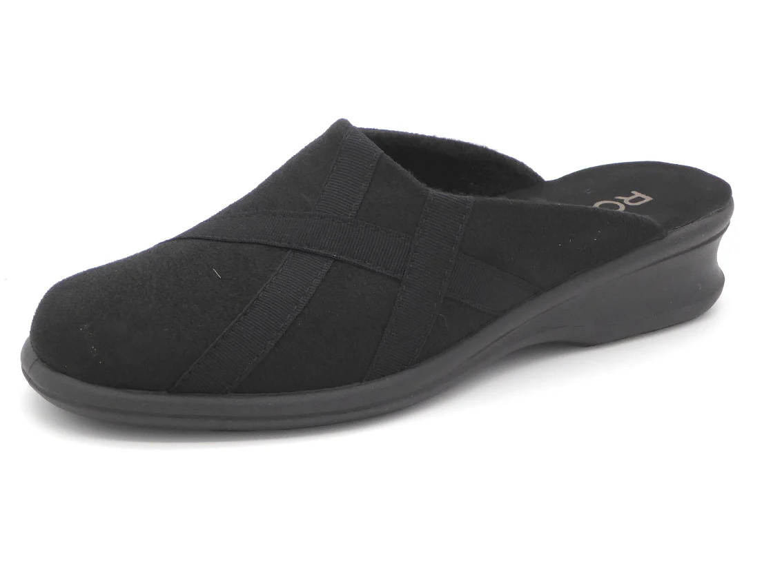 182-99-008 Dames Pantoffel-Muilen Ongevoerd Rohde 2500-90 Zwart (2848)