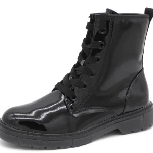 172-95-004 Dames Hoge Schoenen Boot Plat Marco Tozzi 25282-018 Zwart Lak  (2728)