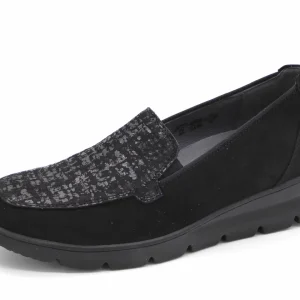 141-99-007 Dames Instappers Comfort Waldlaufer 902501-200-001 Zwart Wijdte H (2713)