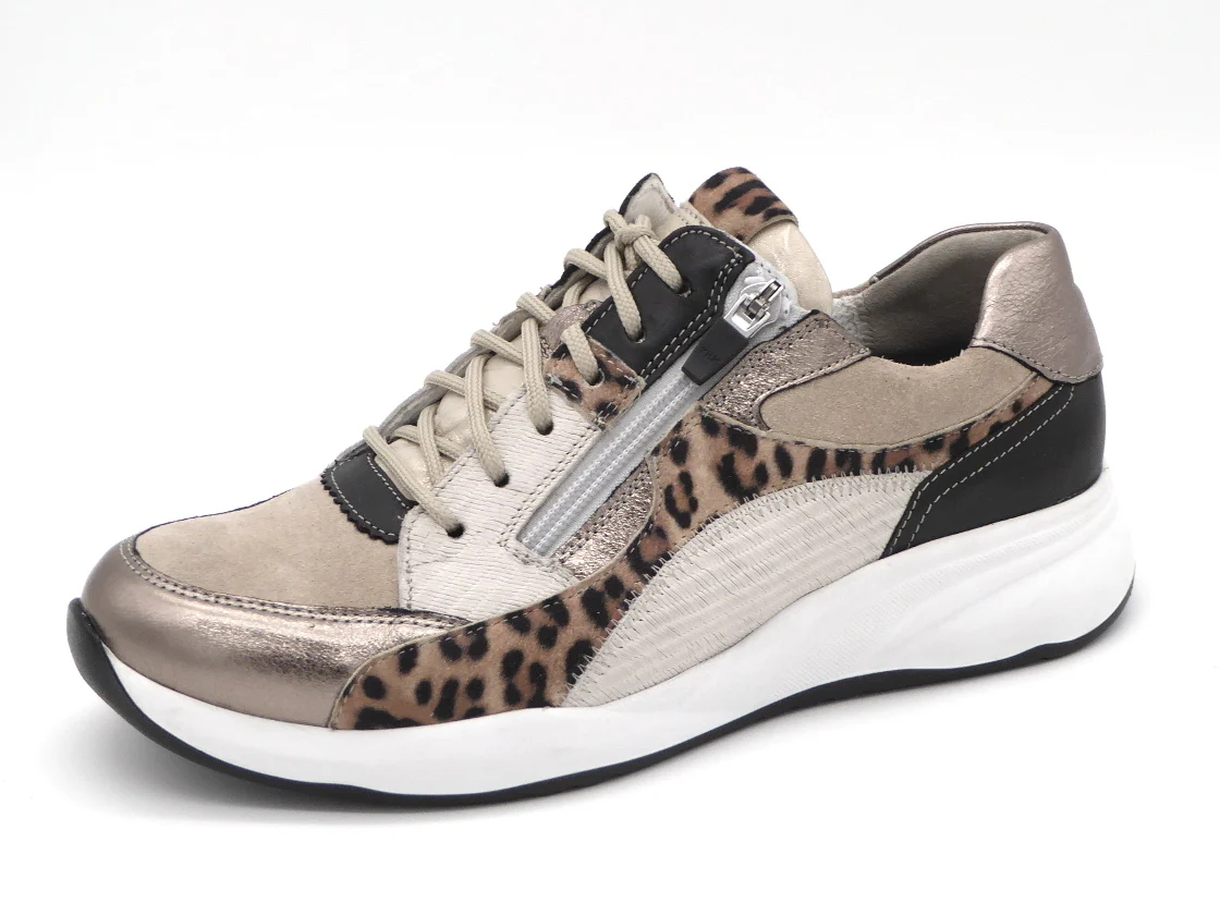 131-19-003 Dames Veterschoenen Comfort Durea 6318-605-2076 Donkerbeige Wijdte H (3517) - Afbeelding 2