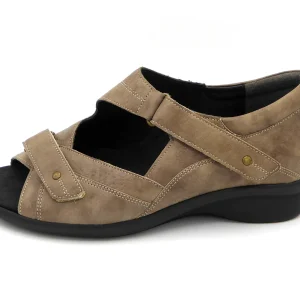 151-19-004 Dames Sandalen Comfort Durea 7224-219-5702 Donkerbeige Wijdte K (1291)