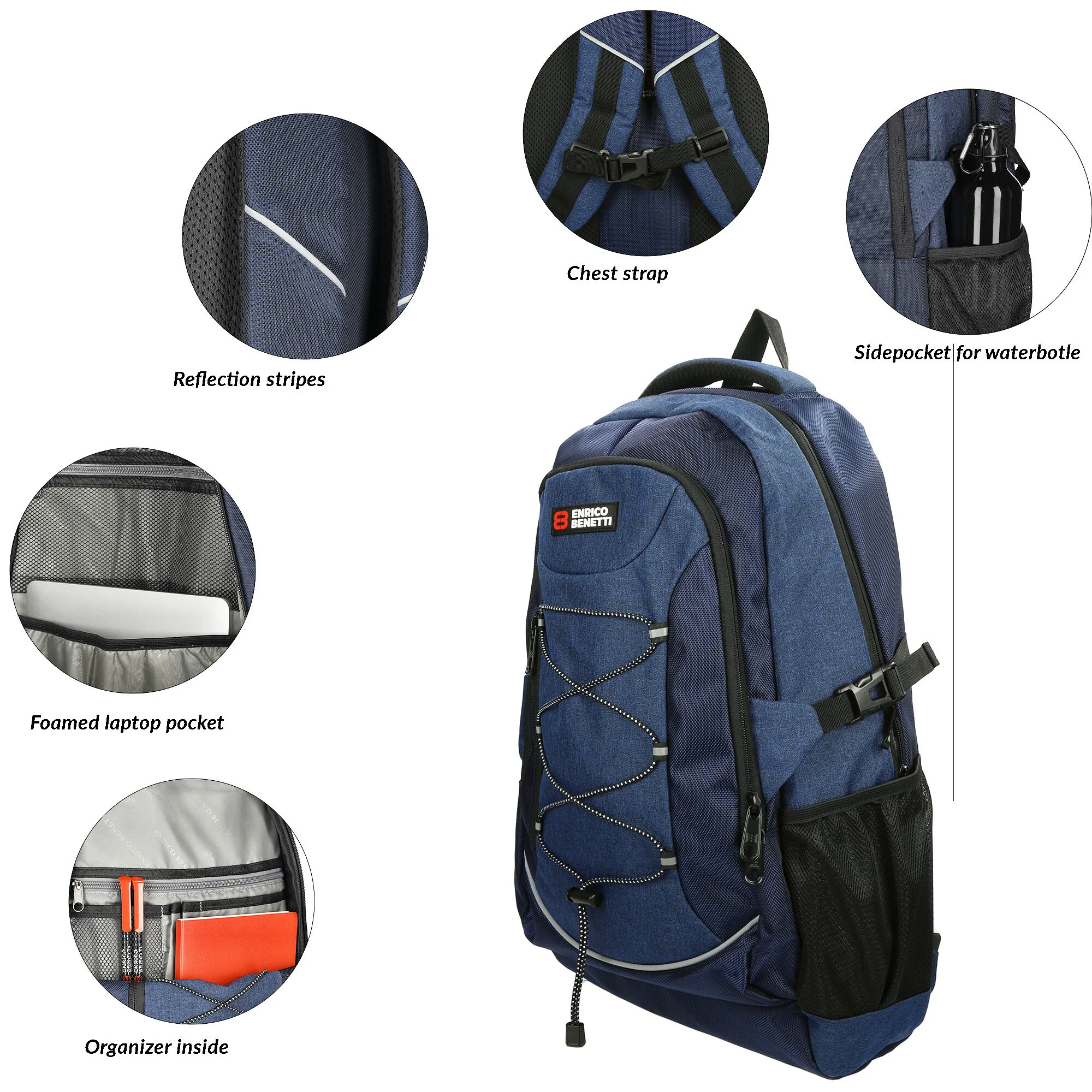 98-62127-001 Lederwaren Rugtas Middel 17 Enrico Benetti 62127-001 Zwart (1091) - Afbeelding 9