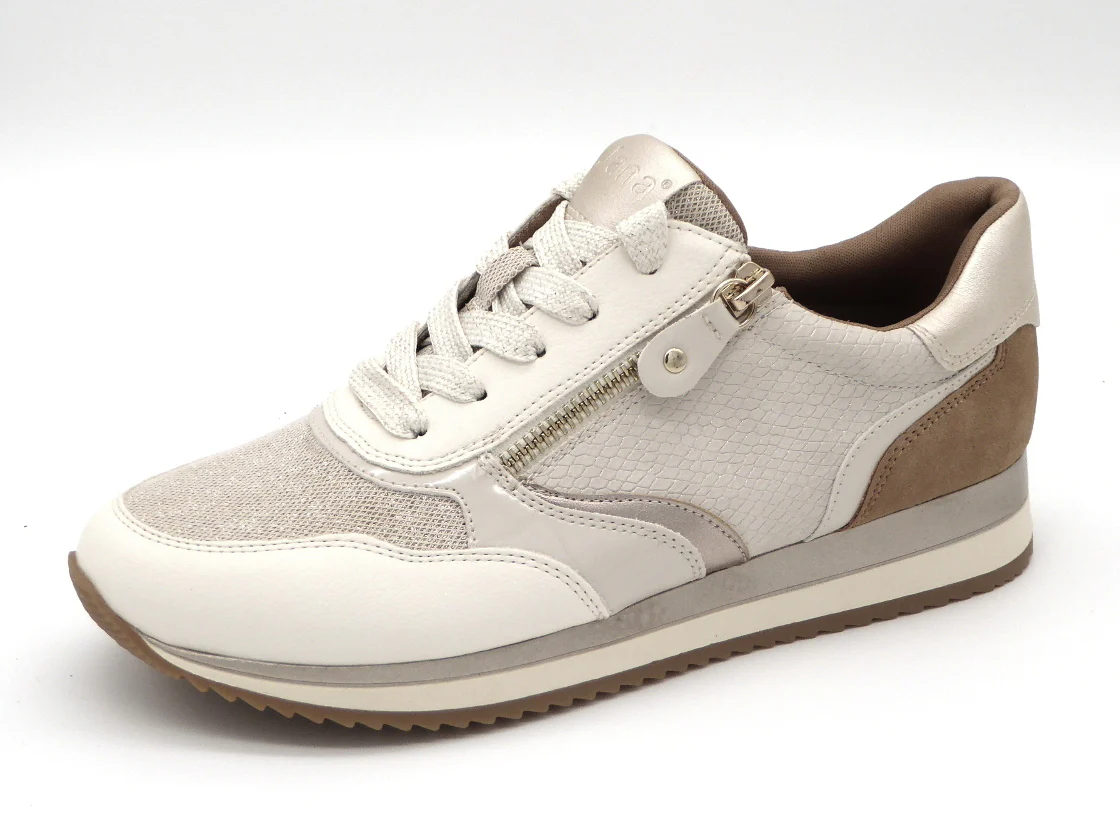 133-11-014 Dames Veterschoenen Sneaker Jana 23774-414 Lichtbeige Wijdte H (3484)