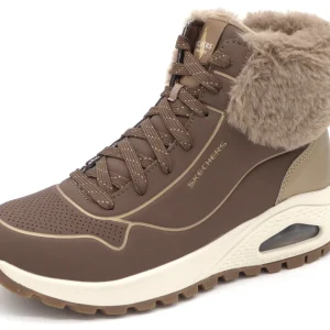 172-19-009 Dames Hoge Schoenen Boot Plat Skechers Uno Rugged Fall Shimmer 167993 TPGD Donkerbeige (3436)