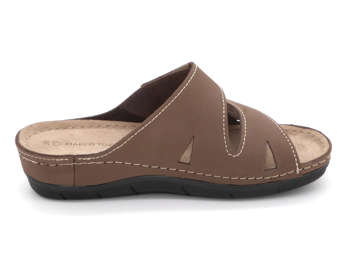 161-19-005 Dames Open Slippers Comfort Marco Tozzi 27512-341 Taupe Donkerbeige (880) - Afbeelding 3