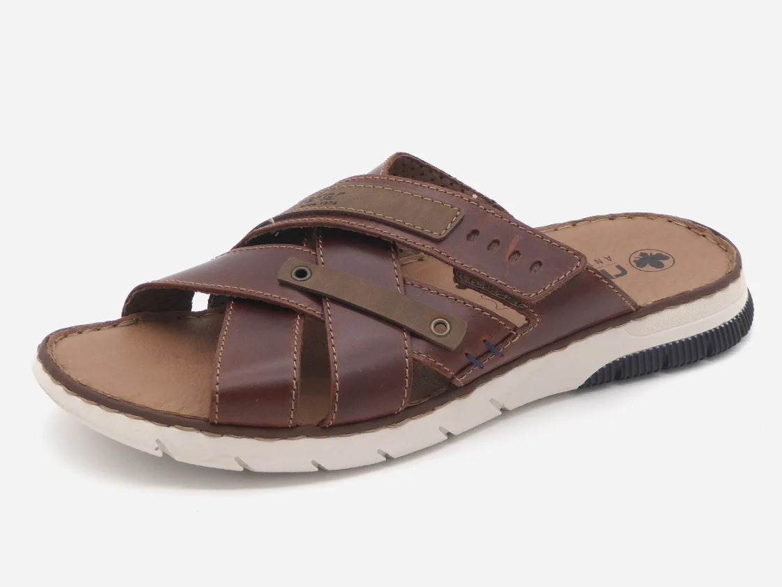 263-25-004 Heren Open Slippers Mode Rieker 25292-24 Middenbruin (2592)