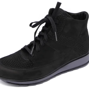 172-99-054 Dames Hoge Schoenen Boot Plat Durea 9684-685-9165 Zwart Wijdte H (363)