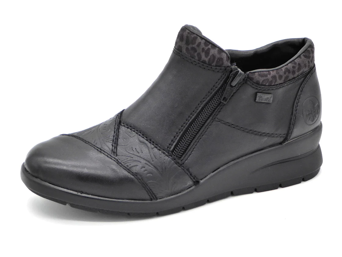 172-99-008 Dames Hoge Schoenen Boot Plat Rieker L4881-01 Zwart (2228)