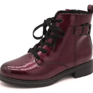 172-39-002 Dames Hoge Schoenen Boot Plat Jana 25278-542 Donkerrood Wijdte H (3352)