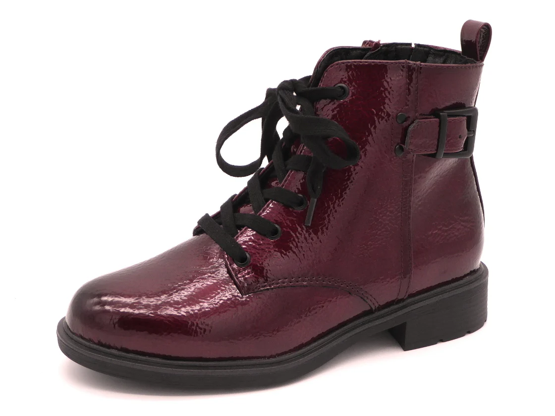 172-39-002 Dames Hoge Schoenen Boot Plat Jana 25278-542 Donkerrood Wijdte H (3352) - Afbeelding 2