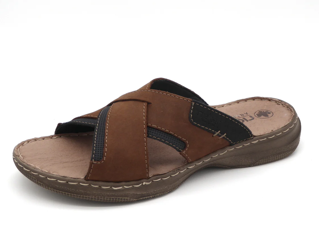 263-25-012 Heren Open Slippers Mode Rieker 21493-22 Middenbruin (3569) - Afbeelding 2