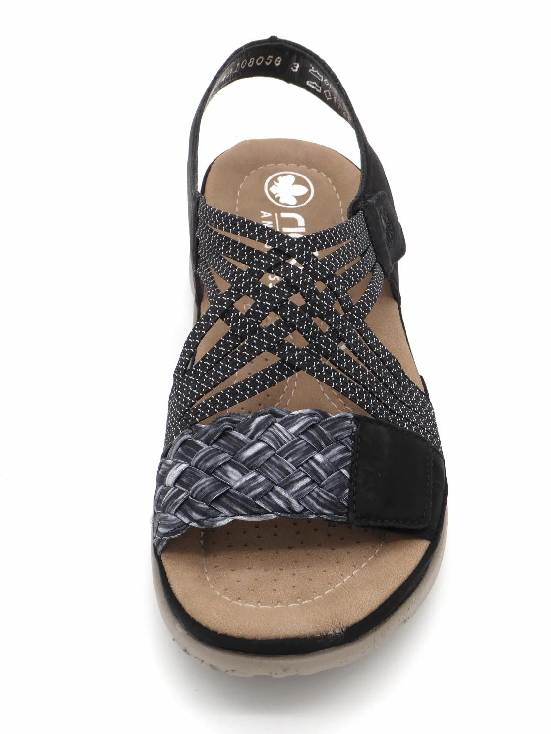 153-91-012 Dames Sandalen Mode Rieker 64889-00 Zwart Combi (2972) - Afbeelding 4